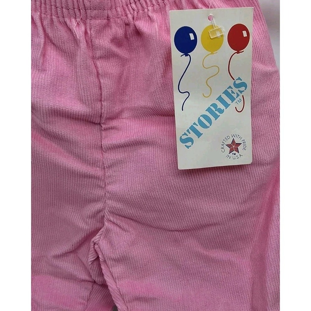 1980s Vtg Pink Stories Brand Two-piece Outfit Cross Stitch Embroidered Rabbit 2T - Picture 3 of 6